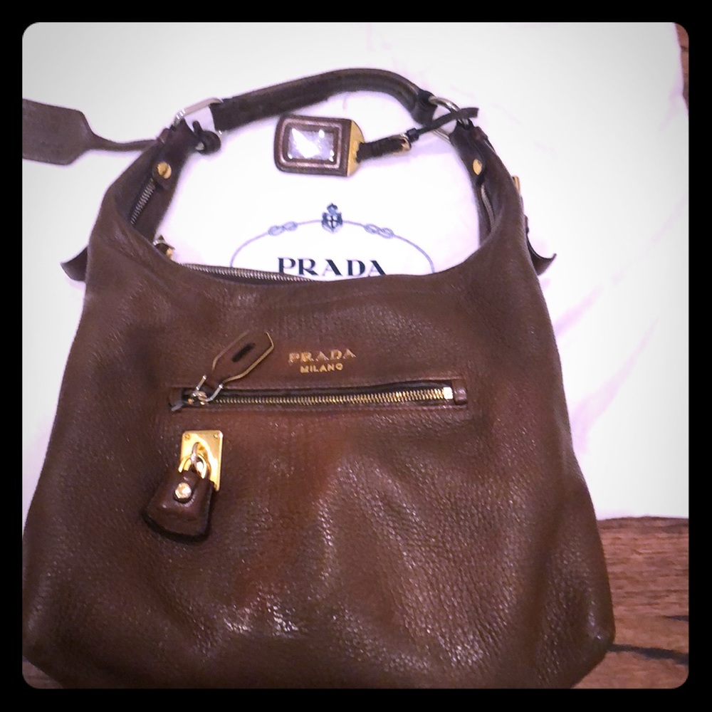 Prada hobo leather handbag